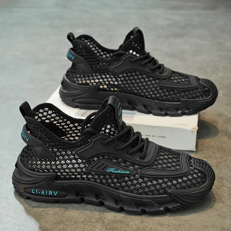 أحذية المشي الصيفية للرجال ، أحذية رياضية خفيفة الوزن ، شبكية ، متماسكة ، تنس ، مقاس كبير 44 ، جودة عالية ، جديدة ،