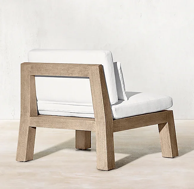 All Weather Solid Teak Wood Low Side Chair Waterproof Anti-corrosion Elegant for Outdoor Courtyard Balcony Leisure Rest