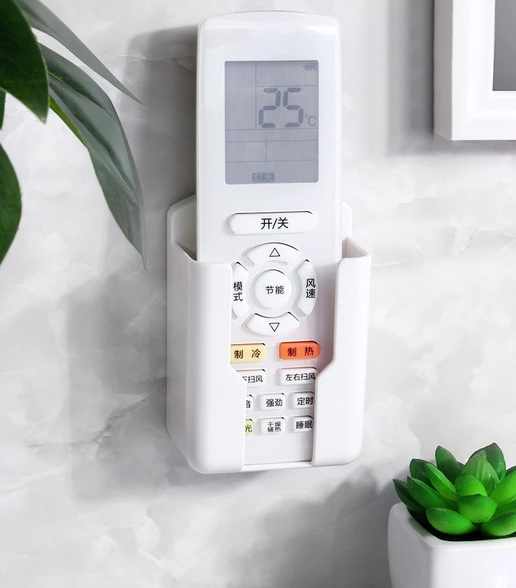 Wall-Mounted Air Conditioner Remote Control Stand Plastic Durable Living Room Storage Box No-Punching Remote Control Storage Box