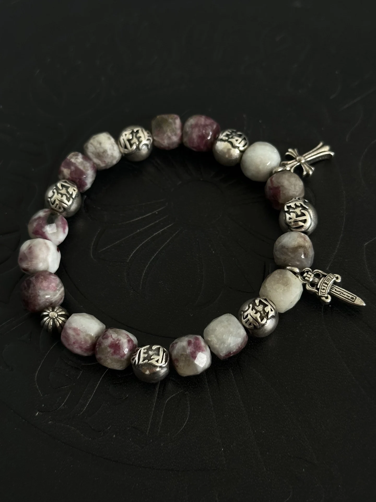 Trend S925 Sterling Silver CHINA Personality Bracelet Style High Value Cross Silver Bead Accessories Fashion Versatile Couple