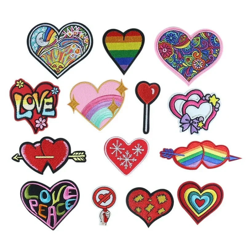 

50pcs/Lot Luxury Anime Embroidery Patch Rainbow Love Arrow Heart Shirt Bag Clothing Decoration Accessory Craft Diy Applique