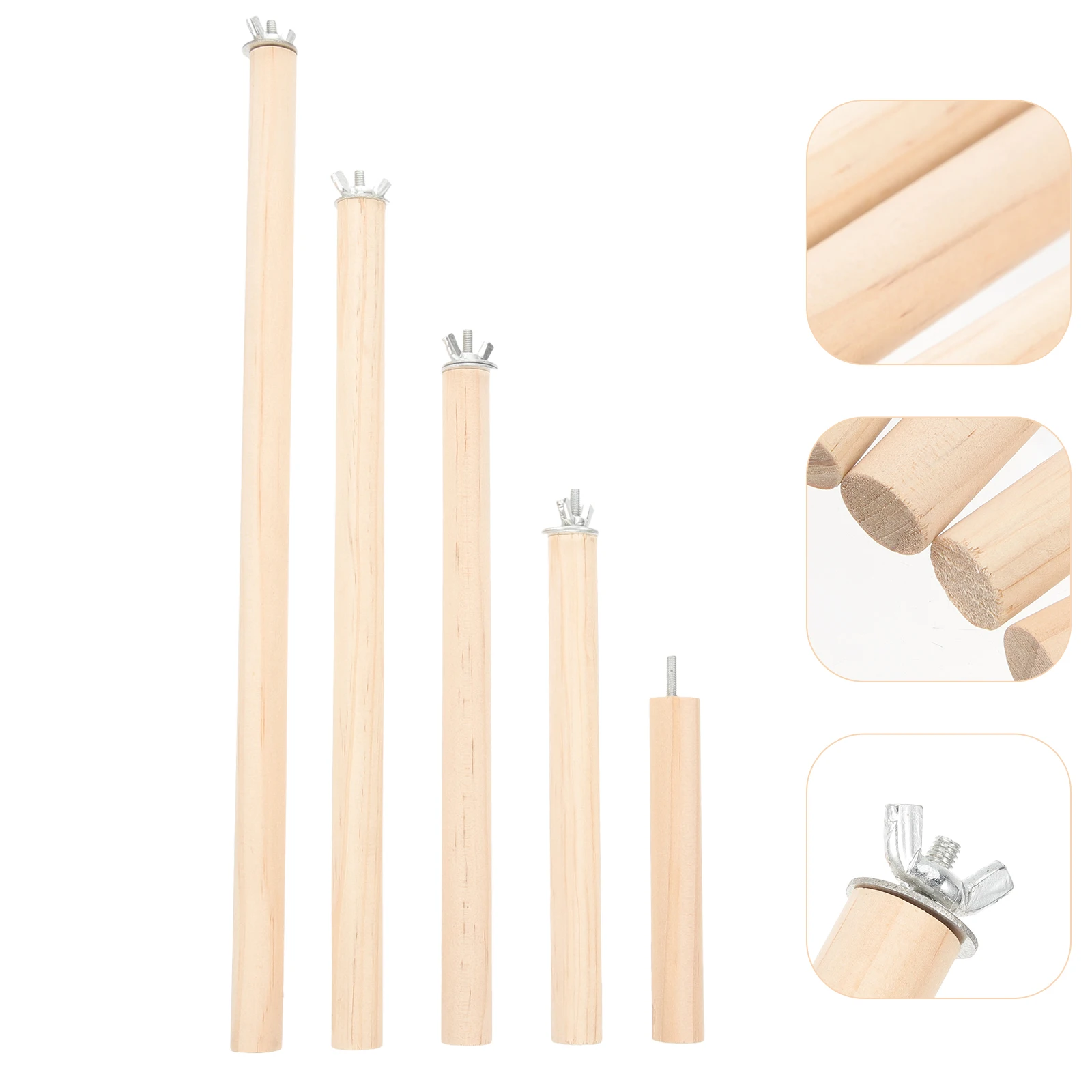 

5 Pcs Bird Platform Accessories Flat Perch Cage Parrot Parakeet Wood Desk Stand