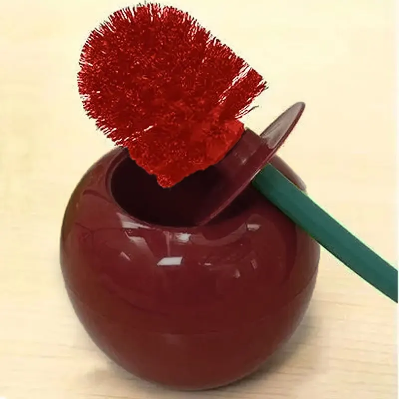 1pc Red Toilet Brush Creative Lovely Cherry Shape Lavatory Toilet Brush Holder Set Toilet Holder Bathroom Accessories image 2
