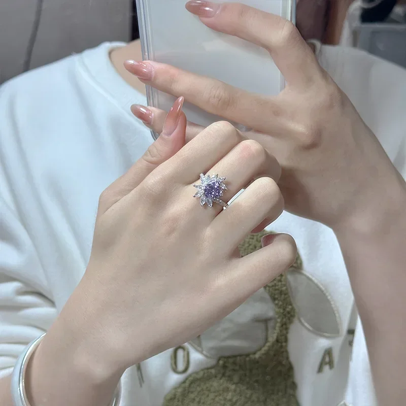 MDL Moissanite estilo Original de lujo corazón anillo de piedras preciosas chapado en oro de 18 quilates circonita personalizada diamantes rosas