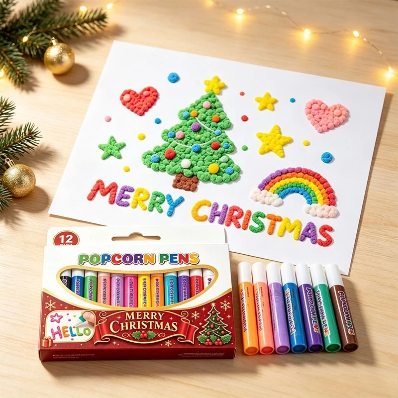 DIY Bubble Popcorn Drawing Pens 6/12 Colors 3D Puffy Cotton Pen Kids DIY Expanding Effect Christmas Art Markers