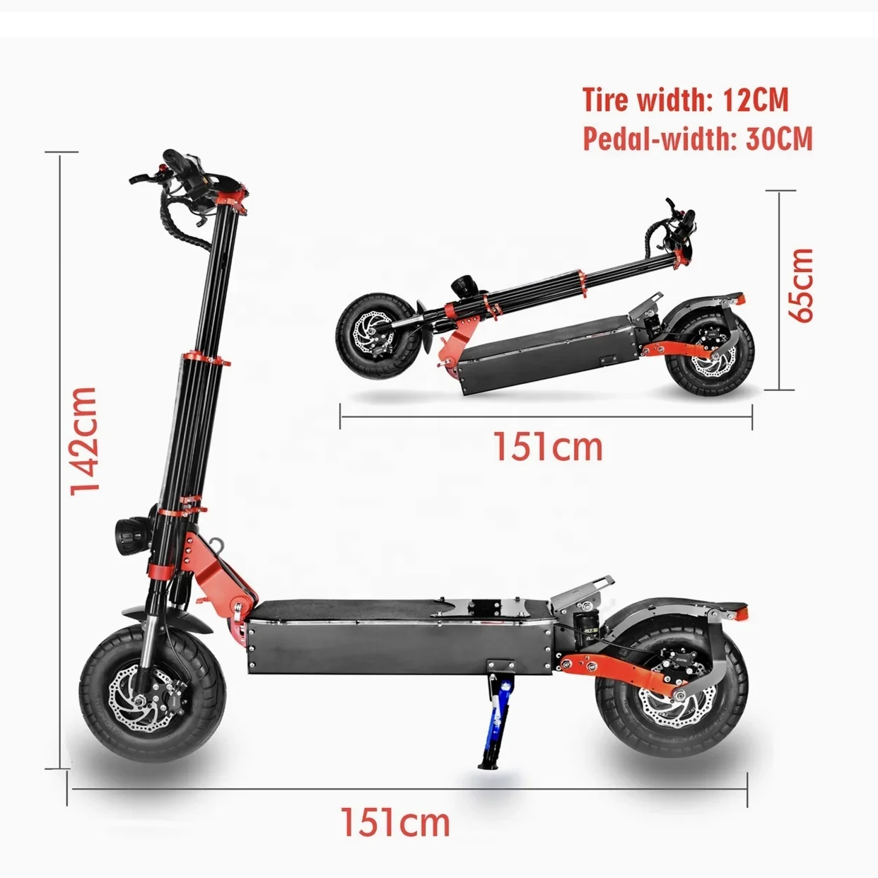 Baoyueda scooter elettrico S4 - 13/11 pollici adulto potente fuoristrada tipo 8000 watt 60V 43Ah batteria 100 km scooter elettrico