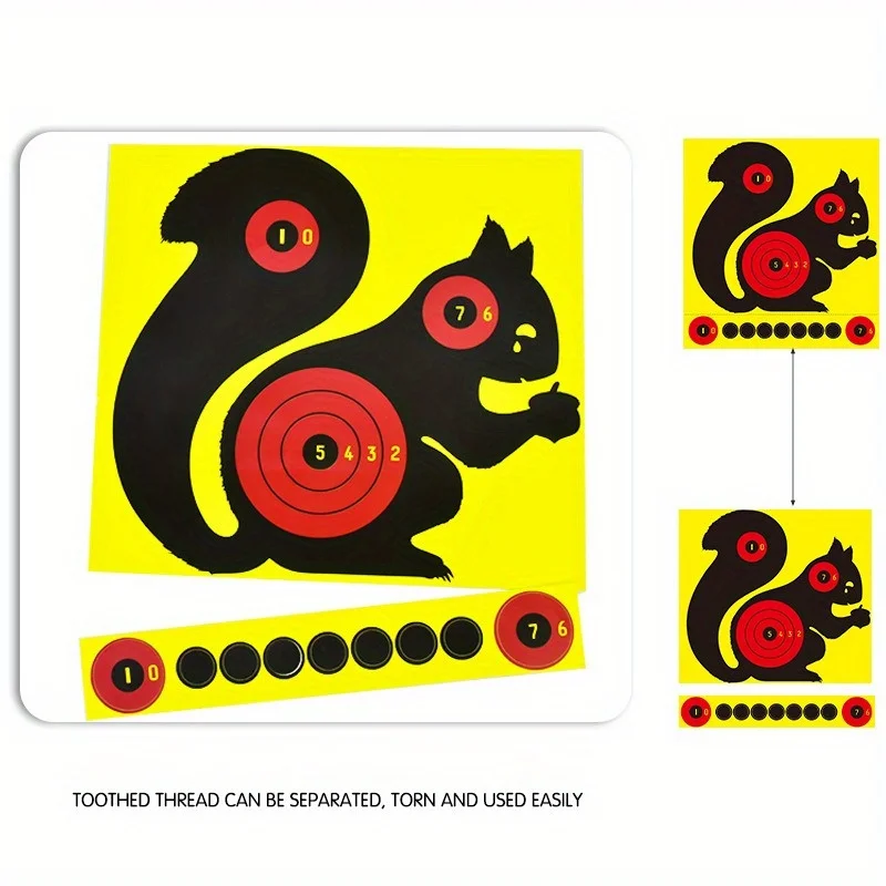 3pcs 8" X 8" Fun Squirrel Splash Color-Changing Target Paper Stickers. Self adhesive Splatter & Reactive Shooting targets - view 5
