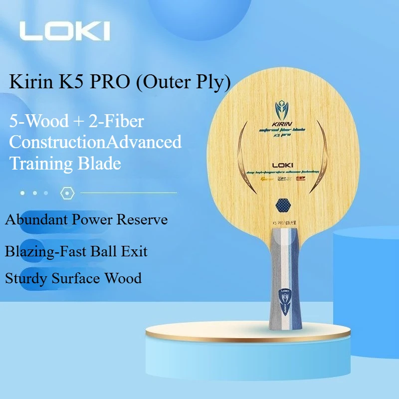 LOKI Kirin K5 PRO Table Tennis Blade 5 Wood 2 Inbuilt/external Carbon Fiber Professional Ping Pong Paddle for Advanced Training