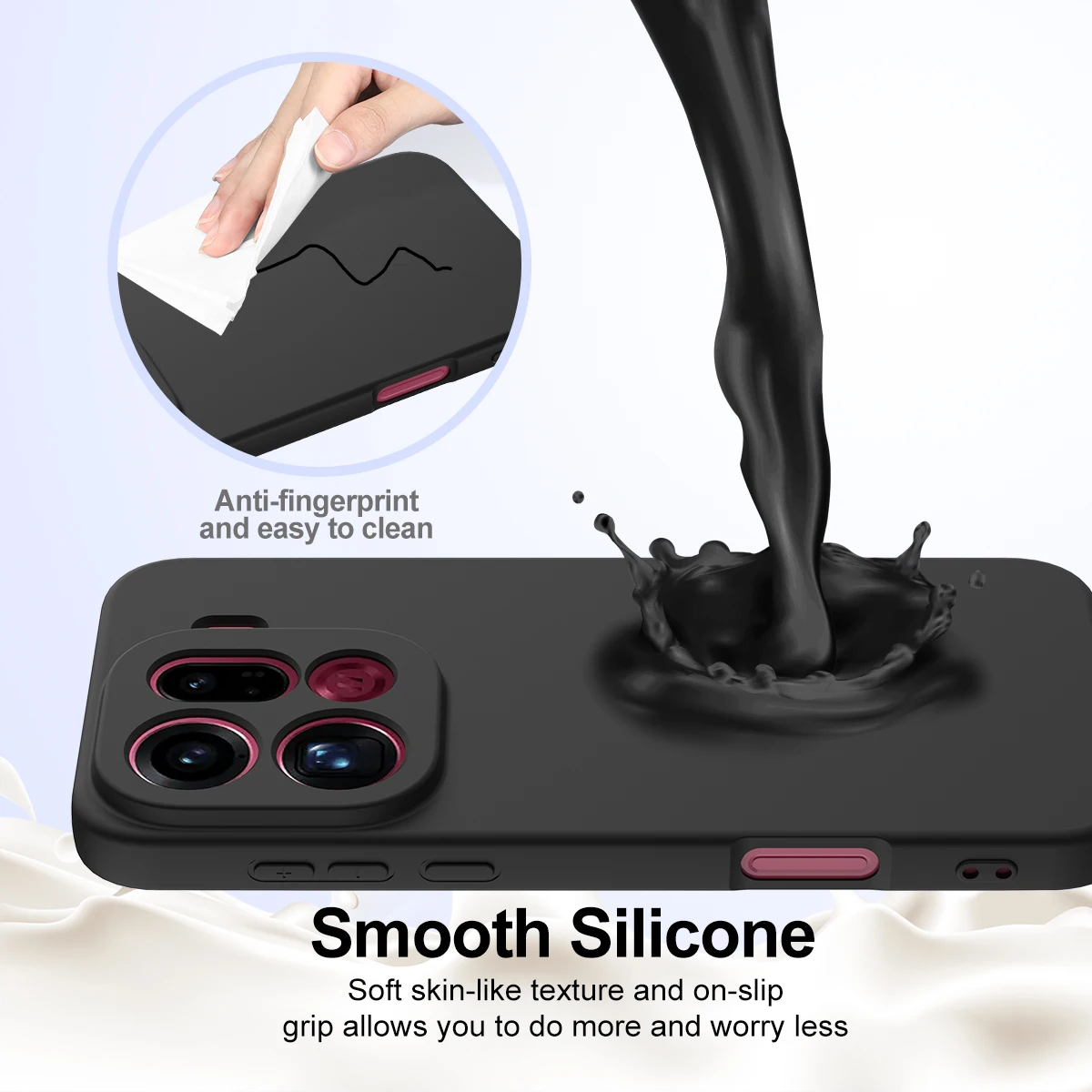 

Soft Silicone Wireless Charging Magnetic Phone Case For OPPO Find X9 Pro X8, Slim Fleece Camera Protective Cover Retail Package