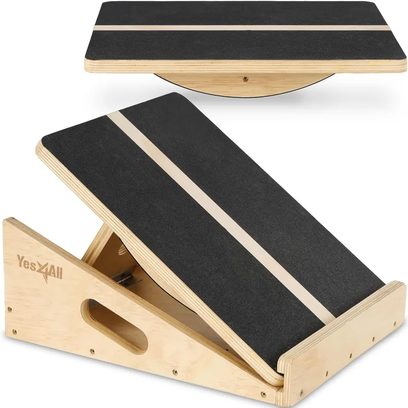 

Yes4All 2-in-1 Professional Wooden Balance Boards & Slant Board, 400 lb Adjustable Incline Slant Board for Squats, Balance Board