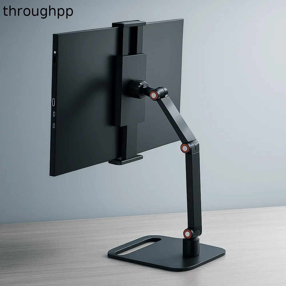 Adjustable Height Portable Monitor Holder Foldable Expandable Screen Holder Punch-Free Desktop Mount Monitor Bracket Office