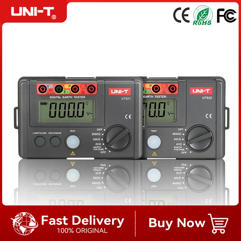 

UNI-T Digital Earth Tester UT521 Manual range Auto power off Low battery indication Data hold Full icon display