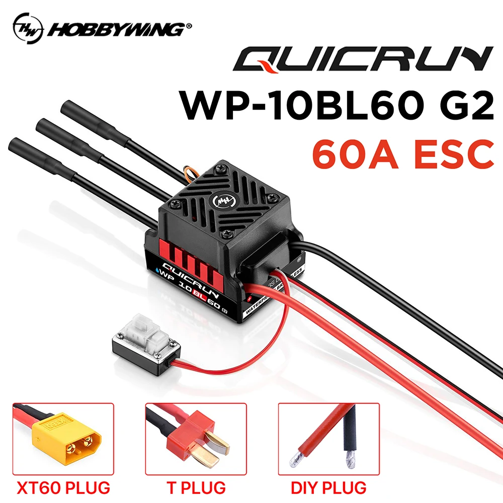 HobbyWing QuicRun WP 10BL60 RC ESC Brushless Waterproof 60A Sensorless for 1/10 RC Car
