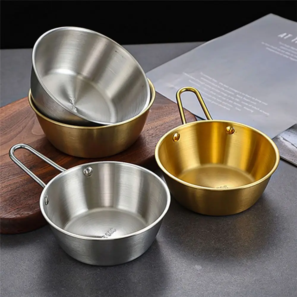 1Pc 304 Stainless Steel Korean Cuisine Bowl with Handle Rice Wine Bowls Sauce Seasoning Dish Food Serving Bowl Kitchen Tableware