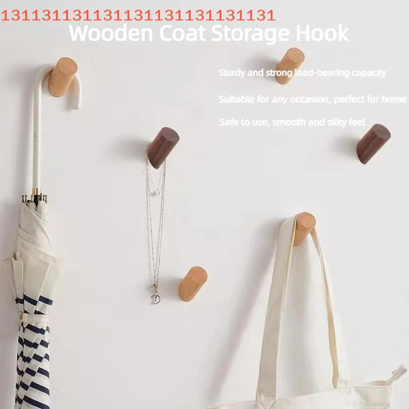 

Wall Hanger Wood Hook Beech Holder Bathroom Key Coat Rack Kitchen Door Decorative Hook For Home Accessories Gadgets Organization