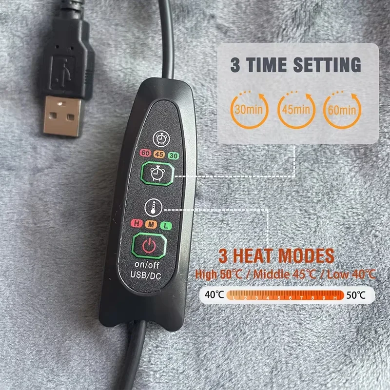 Winter USB Electric Heated Blanket Heating Levels Fleece Heated Blanket Portable Flannel Blanket Quickly Heated Cape Pad Warmth