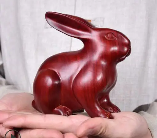 

Ebony solid red wood carving rabbit decoration piece wood handle piece feng Shui Rabbit home decoration mahogany handicraft