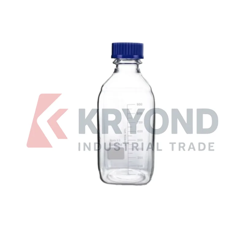 1000ml Laboratory Reagent Bottle Borosilicate Glass Square Design Blue Screw Cap Storage Container Research Pack Set Lab Storage