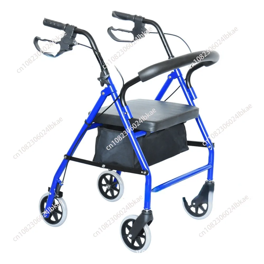 Wheelchair Seat Supplies for the Elderly Four-wheeler Trolley Walker Armrest Folding Lightweight