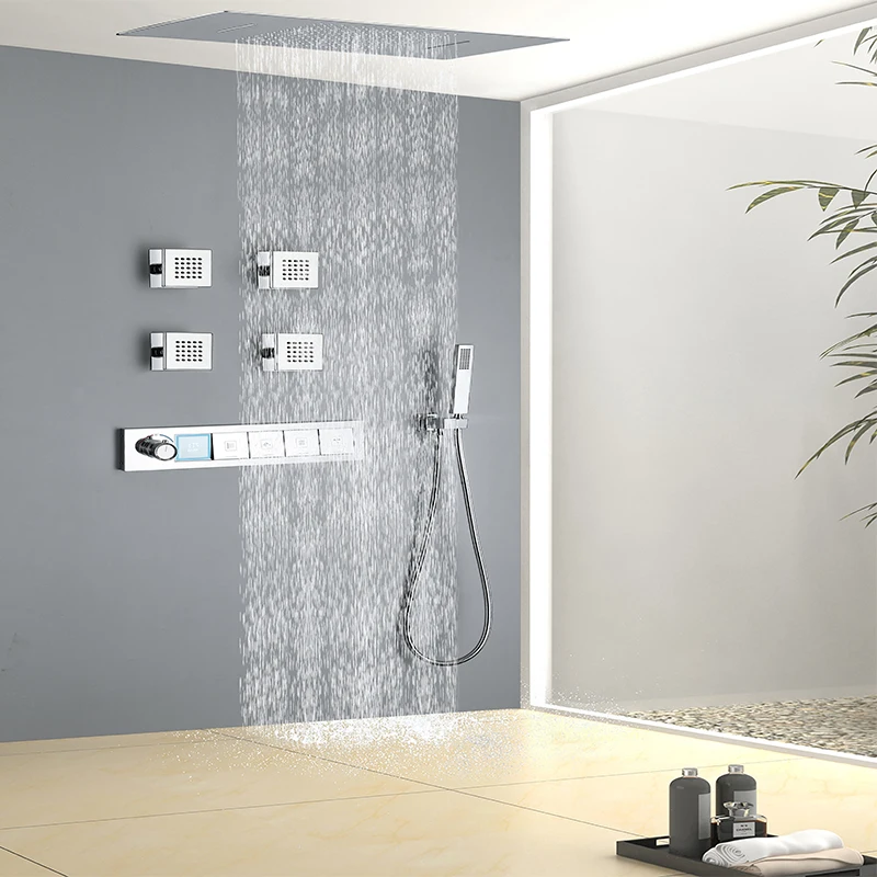 Homein Sanitary Ware, USA Warehouse in Stock, Thermostatic Shower Set with Digital Display, Multi-function Bathroom Shower Set