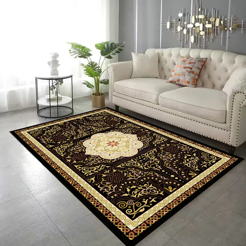 

Luxury European Retro Area Rug – Oversized Vintage Living Room Carpet for Sofa Coffee Table & Bedroom Bedside, Non-Slip