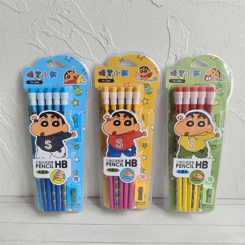 

Набор канцелярских принадлежностей: 12/24 карандаша HB с рисунками Шин-чан, 1 ручка-роллер, в коробке для письма и рисования