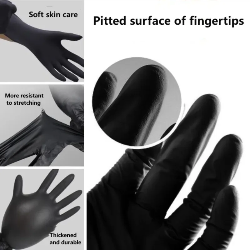 100/20 Pack Disposable Black Nitrile Glove For Household Cleaning Work Safety Tools Gardening Gloves Kitchen Cooking Tools Tatto