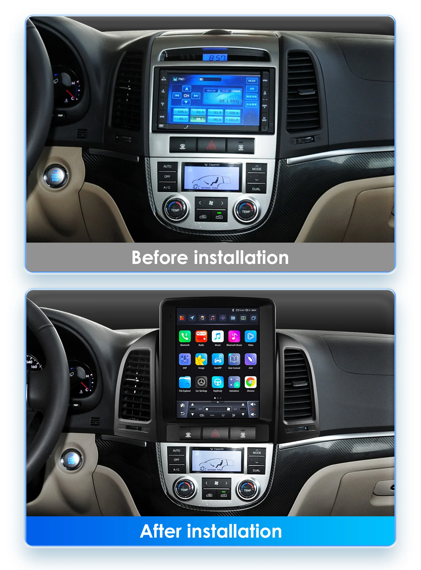 Hizpo 8Core 9,7 Zoll Autoelektronikgeräte für Hyundai Santa Fe 2 2006 - 2012 2-DIN-Headunit Carplay Radio Multimedia GPS WIFI – Detail 7