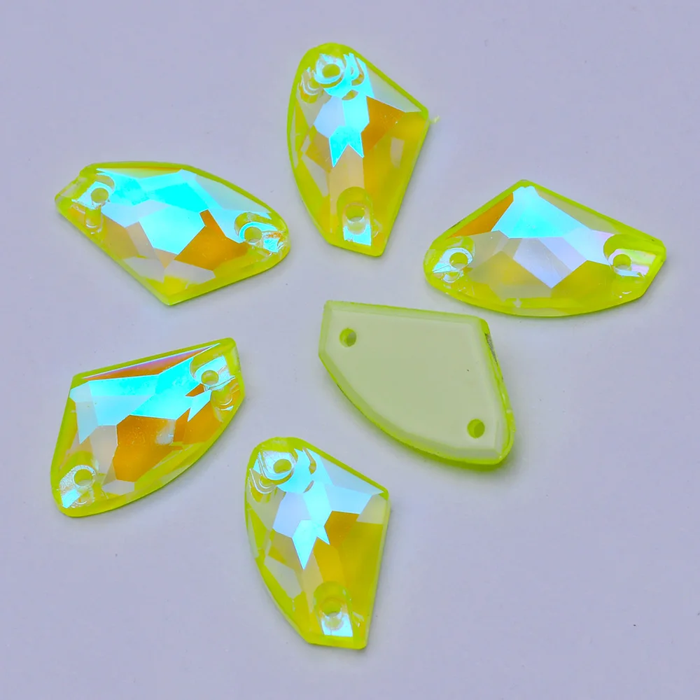Galaktische Kanten mit Facetten, aufnähbare Strasssteine in Neonfarben, K9-Glas, flache Kristalle zum Aufnähen für Kleidungszubehör – Detail 11