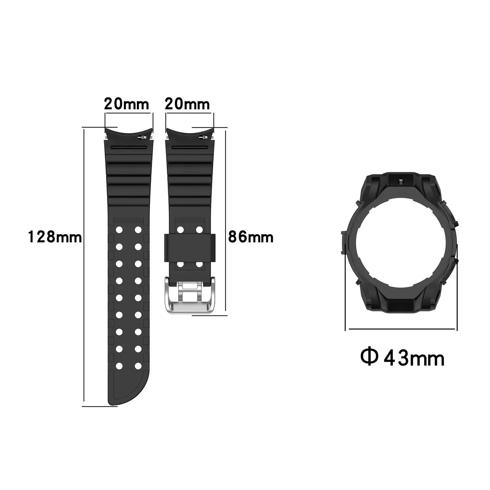 Silicone Case + Strap For Samsung Galaxy Watch 7 fit Watch7 40mm 44mm Armor Protective Case Watchband Band Case 2 in 1