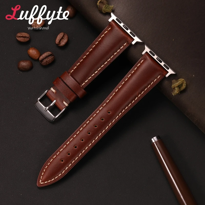 

Retro Genuine Leather Watch Strap for Apple Watch 1-10 SE Ultra 2 Wristband Bracelet for Iwatch 49/46/45/44/42/41/40/38mm Band