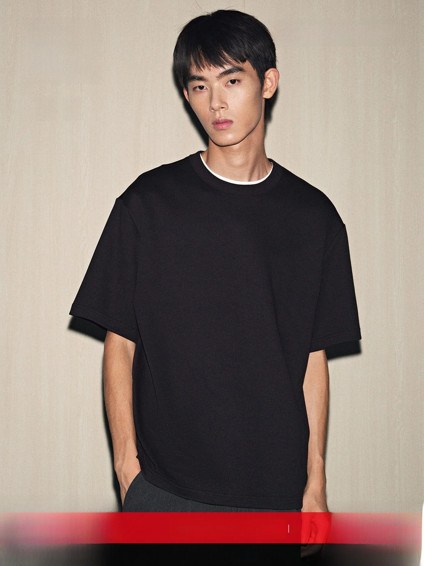 

Loose Fit round Neck Basic T-Shirt Men's Summer Simple Square Commute Cotton Polyester Blend Short Sleeve Artistic Style