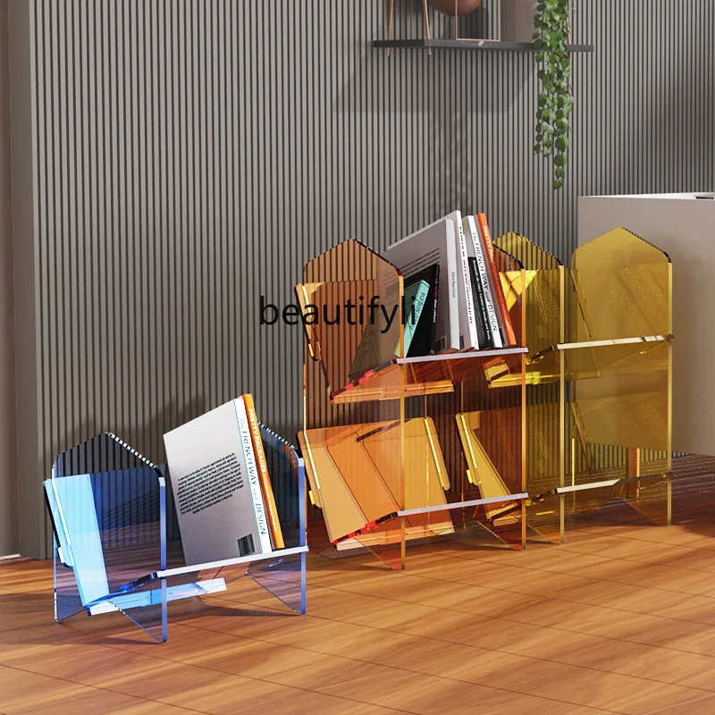 Acrylic Desktop Bookshelf Storage Rack Floor Wall Home Integrated Storage Rack