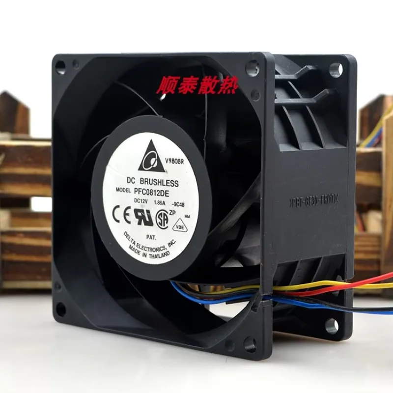 Delta Electronics PFC0812DE 9C48 DC 12V 1.86A 80x80x38 มม.4 สาย Server พัดลมระบายความร้อน