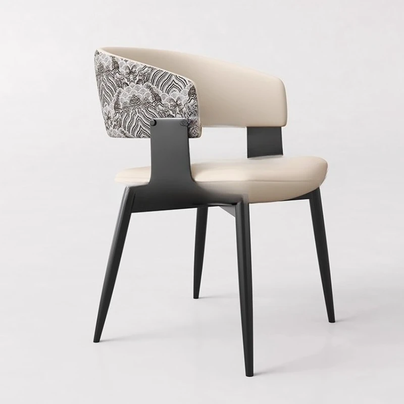 Mid-Century Modern Dining Chairs Retro Designer Living Room Seating Luxury Backrest Kitchen Chairs Leather Dining Room Furniture view 2
