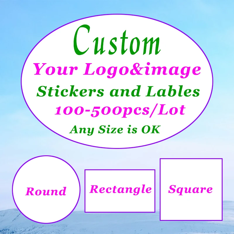 500–100 Stück individuelle Aufkleber, individuelle Logo-Etiketten, Hochzeit, Geburtstag, Taufe, Verpackung, drucken Sie Ihre eigenen Tags, personalisierte Aufkleber