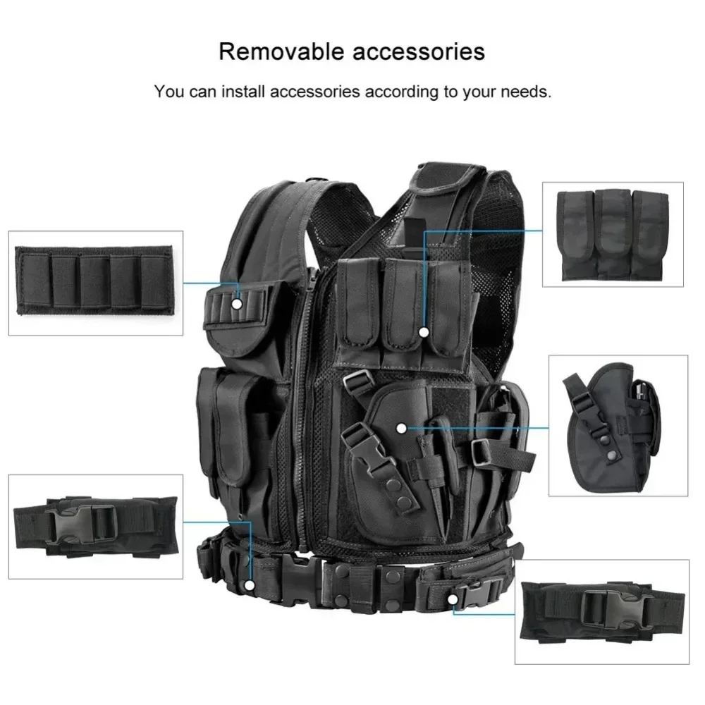 Multi-Pocket Swat Army Tactical Vest Jungle Combat Body Armor Security Vests Hunting Outdoor CS Game Airsoft Training Jacket