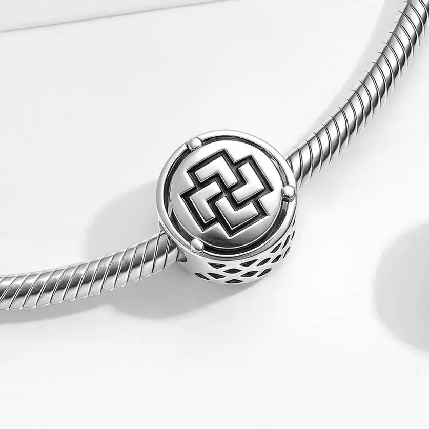 Irregular Block Tursaansydan Knot 925 Sterling Silver Religious Symbols Charm Bead Jewelry Fit Original Bracelet Diy Jewelry