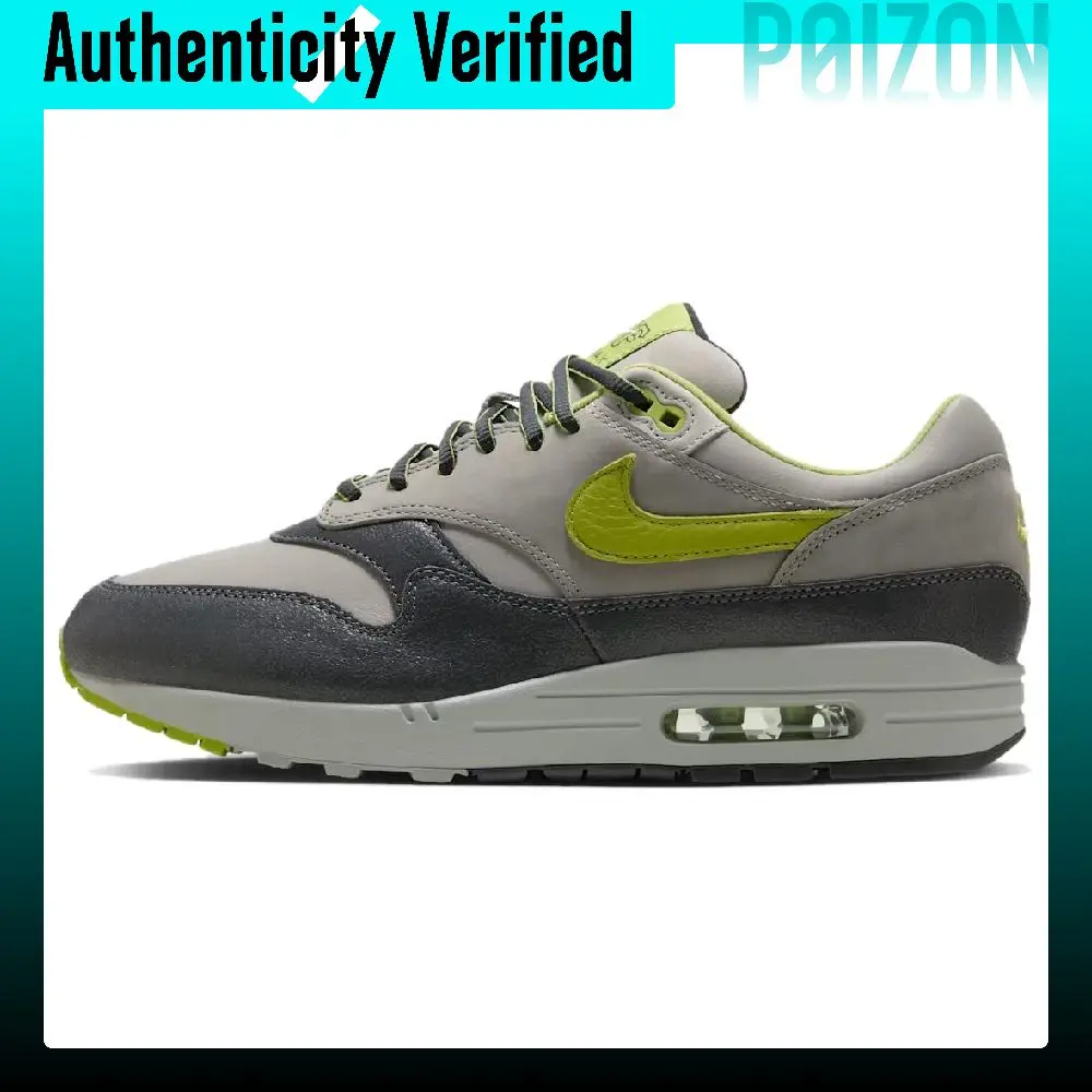 Nike x HUF Air Max 1, zapatillas deportivas de caña baja, modelo unisex, color gris y verde, HF3713-002.