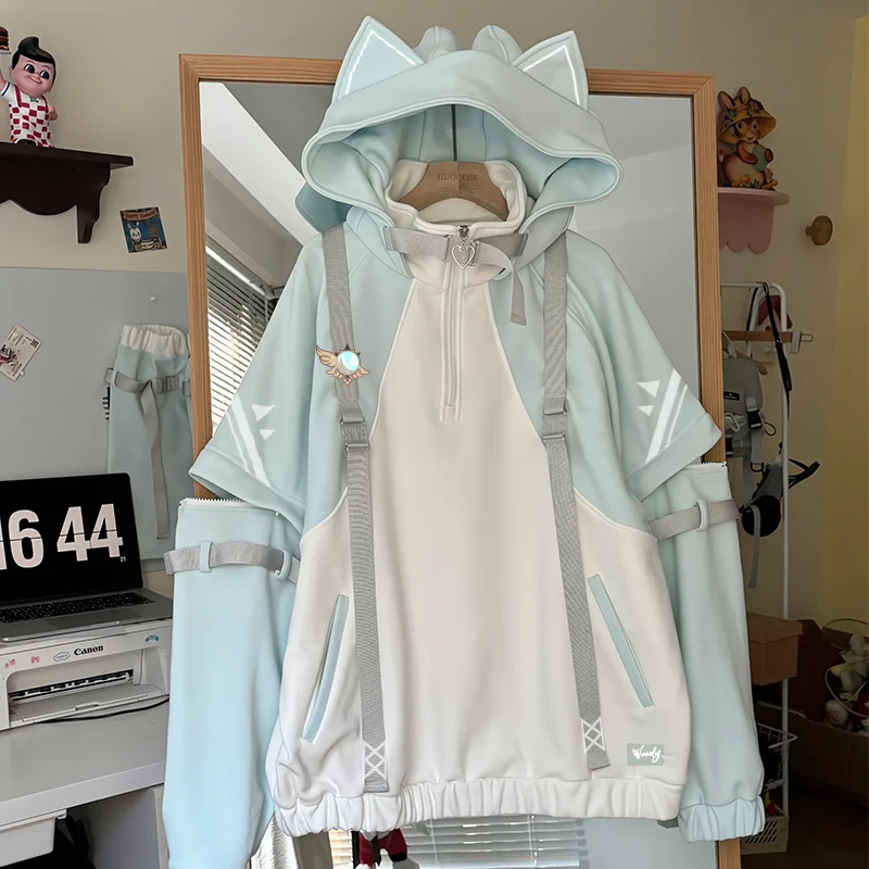 

Game Genshin Impact Venti Theme Casual Hoodies Tops Coat Student Anime Autumn Winter Jacket Set Cosplay Costume Role Play