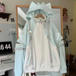 Game Genshin Impact Venti Theme Casual Hoodies Tops Coat Student Anime Autumn Winter Jacket Set Cosplay Costume Role Play