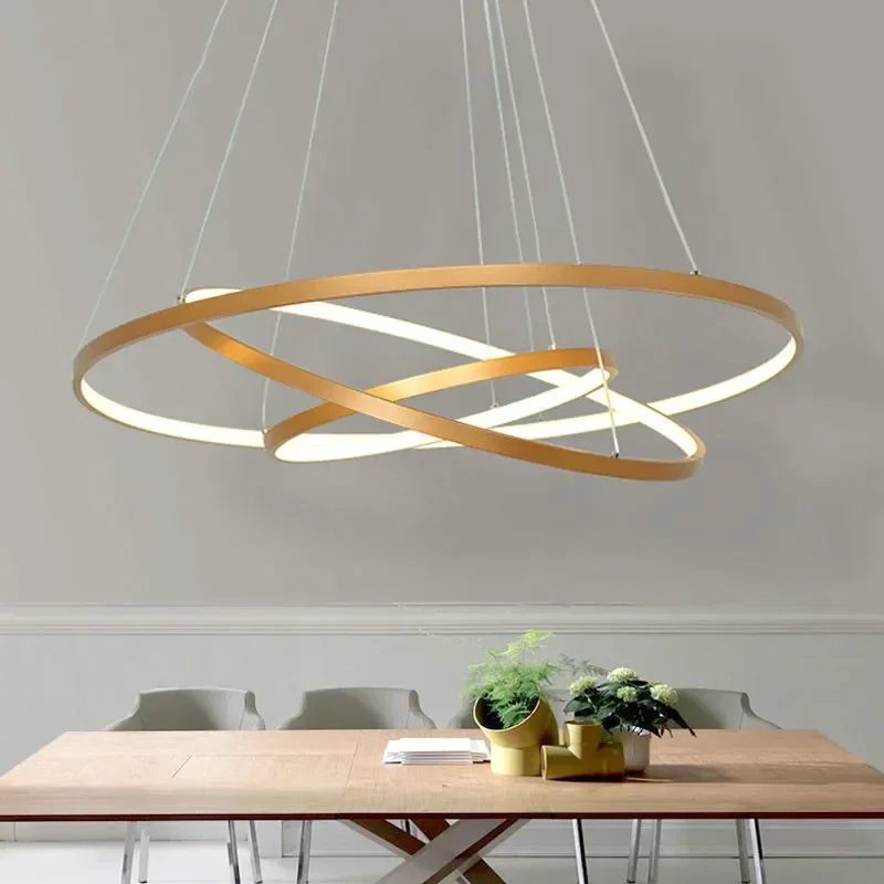 

Gold Black Led Ceiling Light Hang lamp Circle Rings Lamp For Living Dining room Bedroom Home Lighting Fixtures