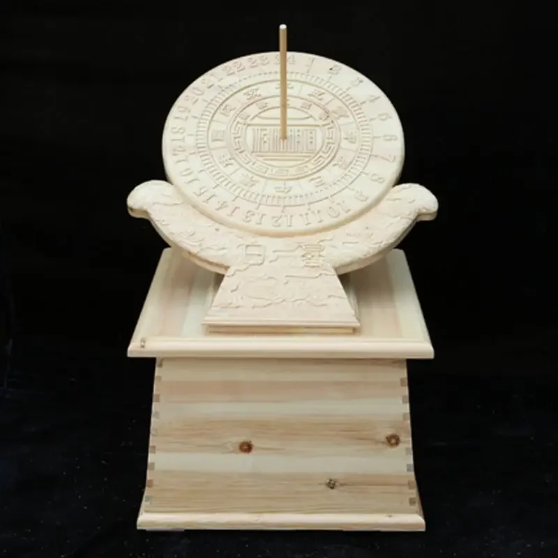 Solid wood sundial Antique sundial Student teaching aids Exhibition teaching aids in Sinology Museum