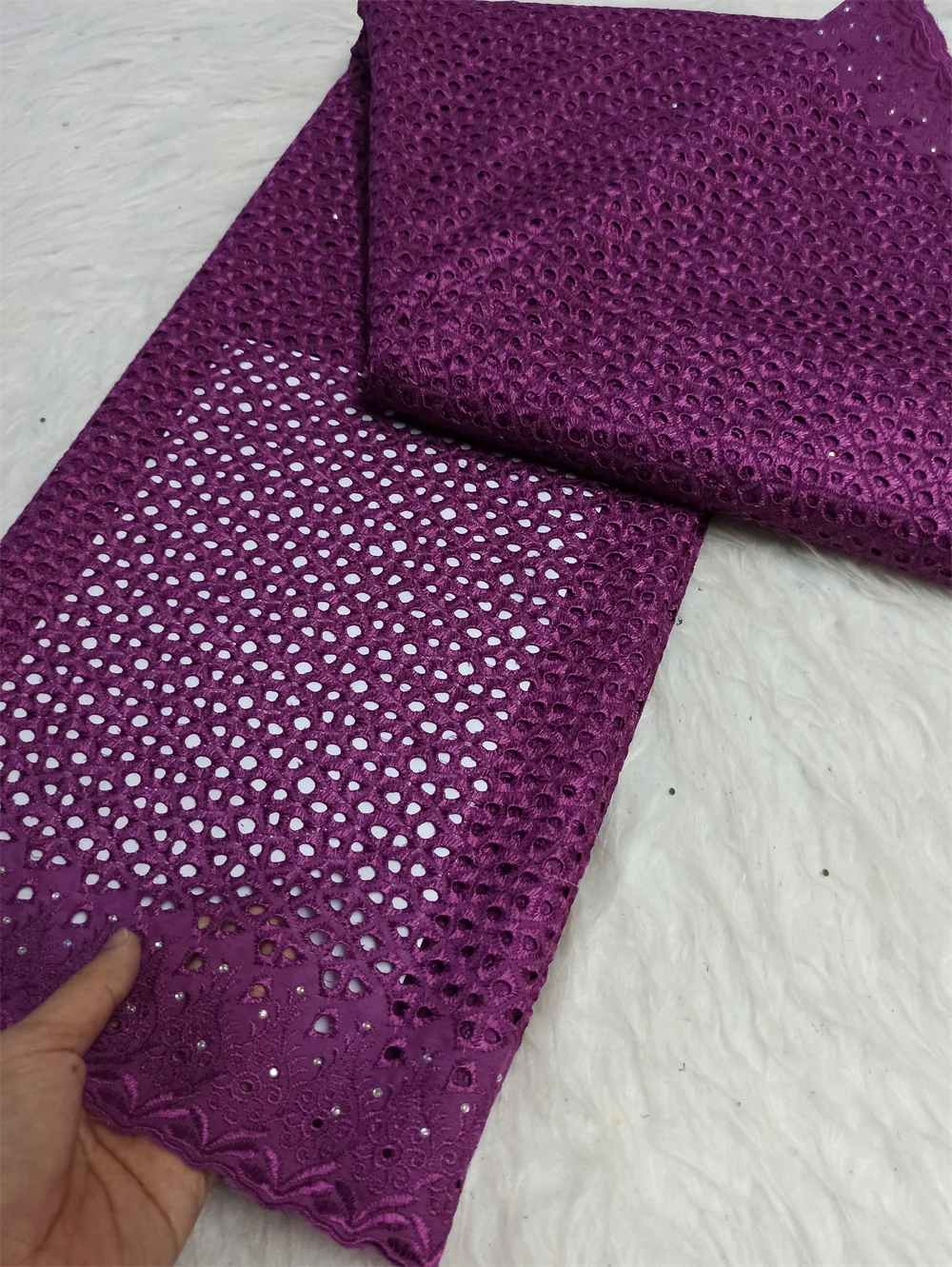 

2025 African Nigerian Tulle Lace Fabric Sewing for Dress High Quality Damask polish luxe Cotton Pure Embroidery 5Yard JH0087