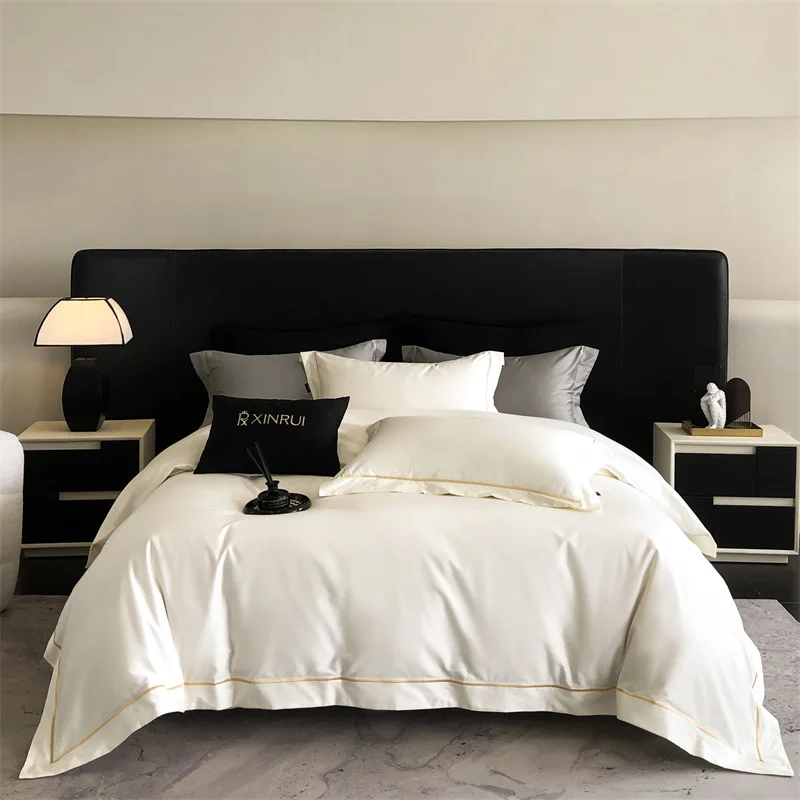 

1000TC Egyptian Cotton Luxury Embroidery Hotel Style Bedding Set 15 Colors Duvet Cover Flat/Fitted Bed Sheet Pillowcases 4Pcs