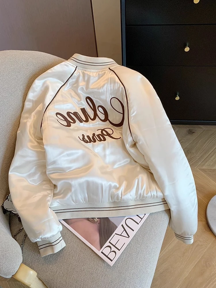 

Ретро американское джато с буквенным принтом, хлопковое пальто, свободная бейсбольная верхняя одежда с воротником-стойкой для мужчин и женщин, модная осенне-зимняя одежда