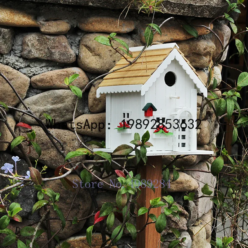 

Creative Wooden Birdhouse Hanging From Tree Garden Patio Outdoor Decoration Bird's Nest Decoration Wild Bird Protection