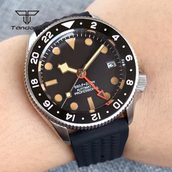 Tandorio 37mm NH34 Men's Automatic Watch Sapphire GMT Function Luminous 20BAR Dive Date 24H Ceramic Bezel Wristwatch for Lady