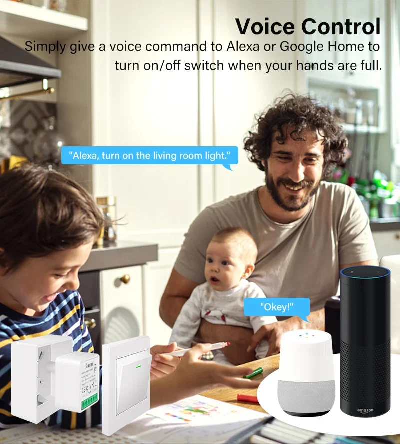 Inteligentny wyłącznik WiFi Tuya z monitorowaniem zużycia energii 16A, dwukierunkowy wyłącznik, mini wyłącznik, sterowanie Smart Life dla Alexa, Google Home, Alice