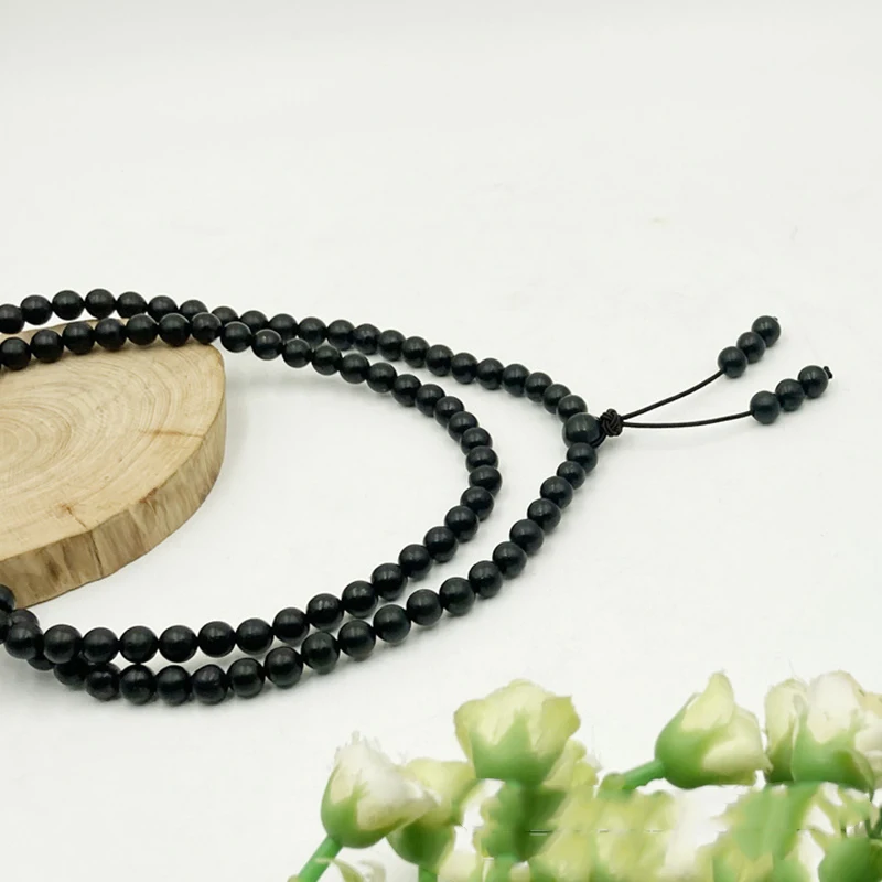 CHENYISHI 50%-70% Carbon Shungite Beaded Necklace Chakra Bracelet Stainless Steel Accessories Pendant Jewelry Gift